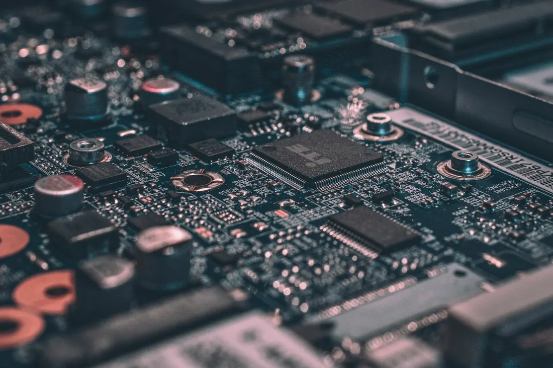 Close view of an electronic circuit board
